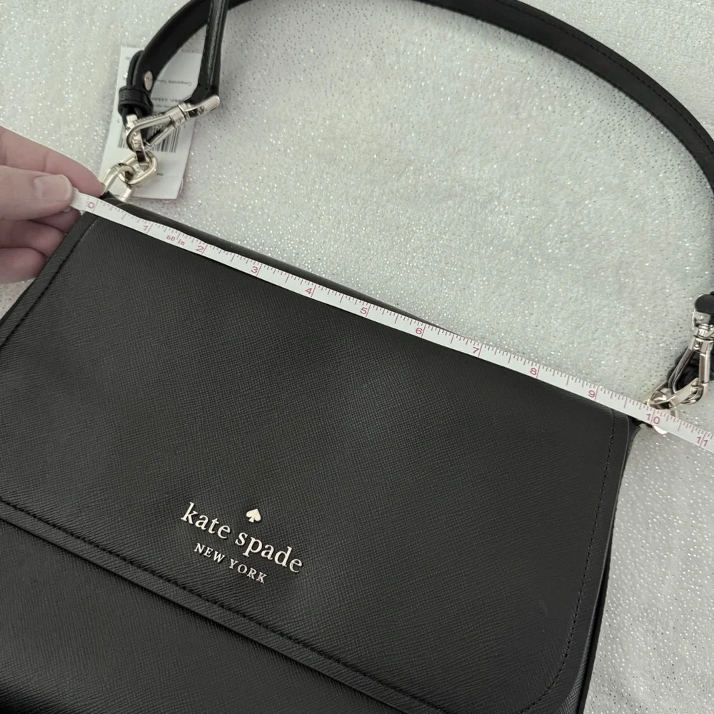 KATE SPADE Black Staci Saffiano Leather Flap Crossbody Bag - Picture 14 of 15